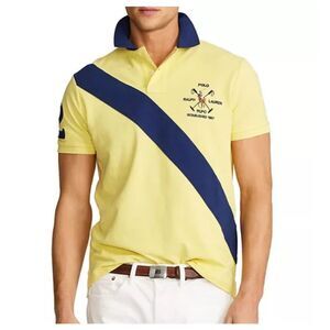 Polo Ralph Lauren 3XB Yellow Navy Sash Polo – Big & Tall Rugby Shirt #2 Patch